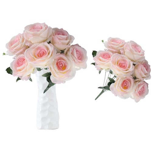 astylishome 10 rosas artificiales para exteriores, rosas falsas con tallo para bodas, ramos de novia, centros de mesa, manualidades, decoración del hogar, 1203