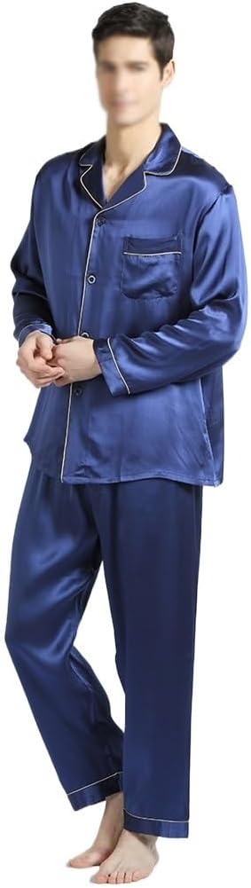 Spring And Autumn Silk Home Two Piece Set With And Pajamas Men's
