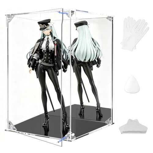 KrystaCase コレクションケース フィギュアケース アクリルケース UVカット 背面ミラー 【マグネット式扉×前扉左右交換可能】 ディスプレイケース 積み重ね 高い透明度 耐用 防汚 防汚手袋・クリーニングクロス付き 組立簡単 フィギュア、おもちゃ、コレクション品、モデルなどに最適（Amazon）