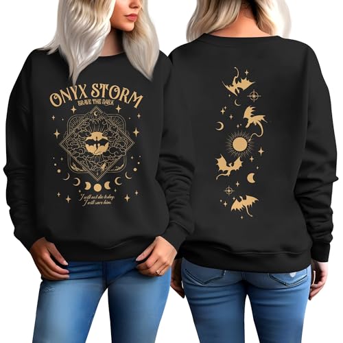 Brave The Dark Sweatshirts - I Will Save Him Sweatshirt - Onyx Dragon Rider Unisex Sweatshirts - Storm Basgiath Sweatshirt - Fantasy Book Lover Gifts for Women (Black-M)