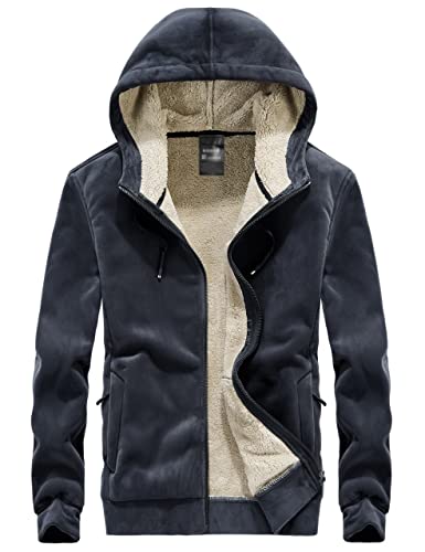 Flygo - Sudadera clásica con capucha y cremallera para hombre - Gris - X-Large