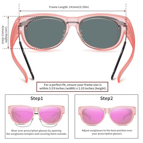 Image of HAOLOTA Sunglasses that Fit-Over Glasses Women Polarized, Trendy Cat Eye Sunglasses Wear Over Glasses, UV Protection