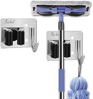 Favbal Mop Broom Holder Wall Mount 2 Sets Stainless Steel Garden Tool Organizer
