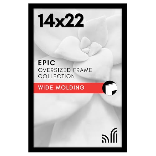 Americanflat 14x22 Picture Frame with Polished Plexiglass - Black Picture Frame - Wide Photo Frames Made of Engineered Wood for Vertical or Horizontal Wall Display - Epic Collection - Black