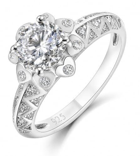 Bague en moissanite VVS1 1 ct en argent 925 plaqué or blanc pour femme