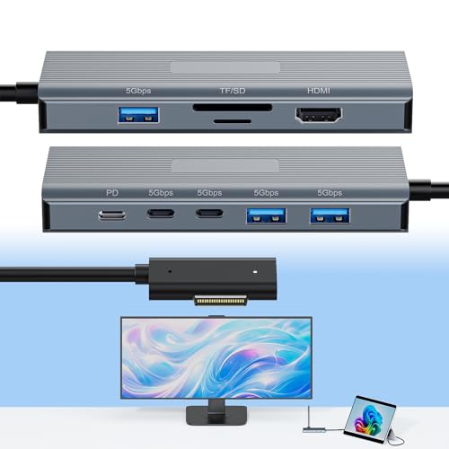 [2025 New] Surface Docking Station- 2 Year Warranty -10 in 1 Surface Dock with HDMI Ethernet SD/TF 5*USB PD Docking Station for Surface Pro 11/10/9/8/X/7/6/5 Surface Laptop Surface Book