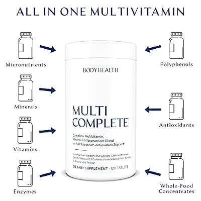 BodyHealth Multi Complete (120 Ct) Daily Multivitamin for Men and Women with Whole Foods, Minerals, Antioxidants, Organic Green Food Concentrates, and Liver Detox Extracts, Non GMO