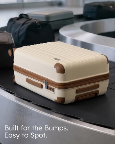 Image of Coolife Luggage, Lightweight and Durable Hardshell, 24 in, Apricot White