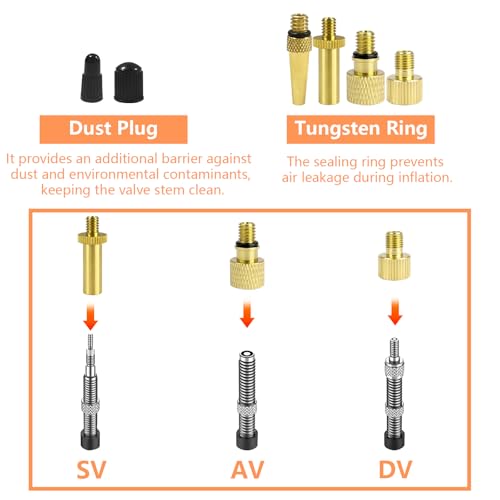 Klerbesh 32 Stück Fahrradventil Adapter Set, Universal Ventiladapter für DV SV AV Französisches Ventil auf Autoventil, Aufsatz für Kompressor und Luftpumpe, inkl Sortierbox und Ballnadel