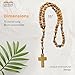 15” Olive Wood Rosary – Catholic Rosary for Men and Women from The Holy Land - Handcrafted Threaded Rope Rosary w/ Dangling Cross Pendant & Traditional Cord - Ideal Catholic Gifts for First Communion