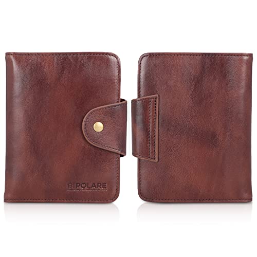 Image of Polare Full Grain Leather Slim and Soft RFID Blocking wallet For Men Snap Bifold Travel Wallet Passport Holders 2 Passports, Coffee, Slim