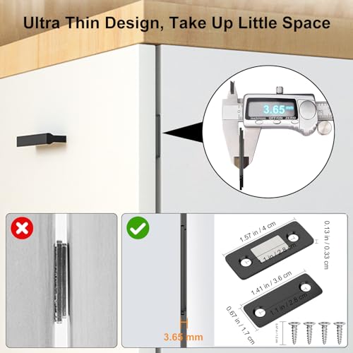 image for Cabinet Magnetic Catch Jiayi 5 Pack Black Ultra Thin Cabinet Door Magn