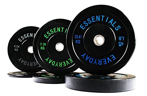 BalanceFrom Everyday Essentials Color Coded Olympic Bumper Plate Weight Plate with Steel Hub, 160 lbs Set