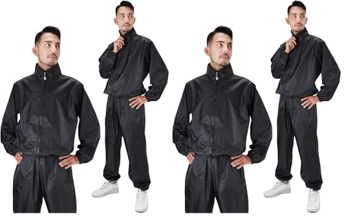 CLOTHASSIS サウナスーツ [ 循環式発汗システム ] 本気でやせたい人へ 加重ウエイト 上下セット 洗濯可 洗える 大きいサイズ メンズ (ブラック, XXXL（日本サイズで3L相当）)