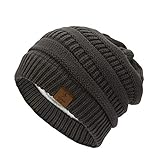 Durio Mütze Kinder Wintermütze Fleece Innenfutter Warm Strickmütze Jungen Mädchen Kindermütze Dunkelgrau
