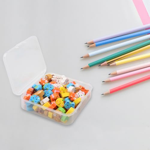 Hopzab 100 Pcs Mini Erasers Cute Pencil Rubbers Assorted Mini Erasers for Kids Students Party Favors Classroom Prizes Homework Rewards Gifts School Supplies(Animals Style) - Image 2