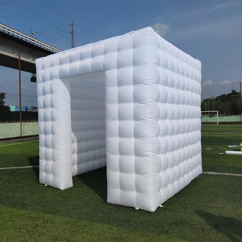 SAYOK Portable Inflatable Photo Booth Enclosure (White, Two Doors, 8.2x8.2x8.2ft), Photo Booth Tent with Air Blower and Remote Controller, Photo Booth Backdrop for Party Wedding Birthday Event