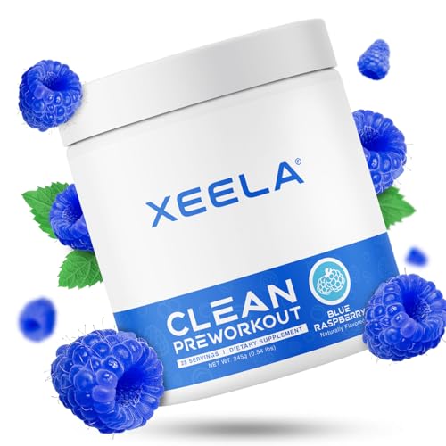 Image of XEELA Pre Workout Powder - Clean & Tested - Jitter Free, Safe, and Natural - Increase Thermogenic Energy, Focus, and Endurance w /Creatine, Organic Caffeine, and Plant Based Citrulline (Blue Raspberry)