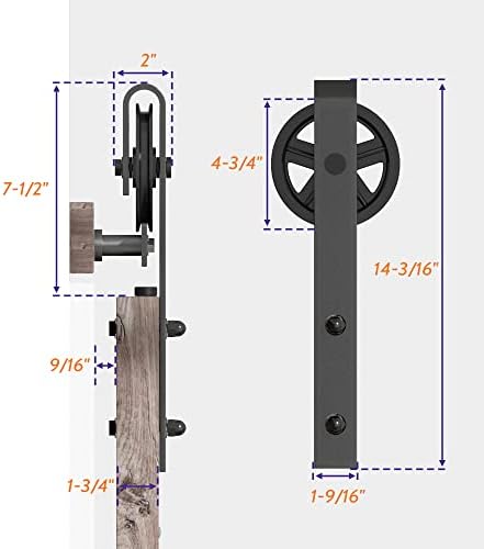 SKYSEN 4FT Single Sliding barn Door Hardware kit, Barn Door Track, 1/4” Thick Material- 4FT-13FT Available- Smooth and Quiet- Easy to Install- Black (Big Wheel)