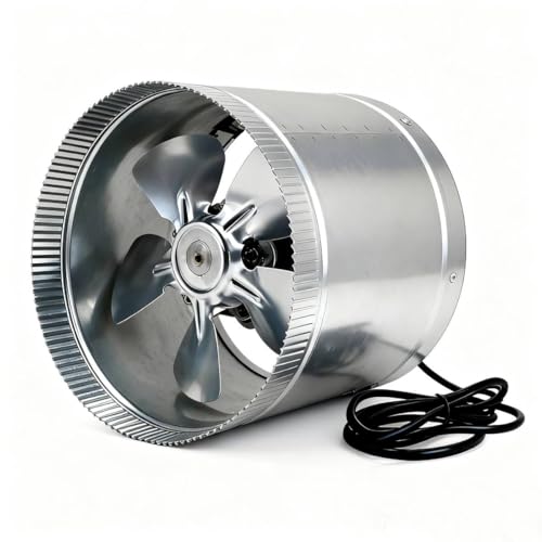 SunStream 10 Inch 1170 CFM Inline Booster Duct Fan Ventilation HVAC Exhaust Fan with Low Noise for Basements, Bathrooms, Kitchens and Workshops