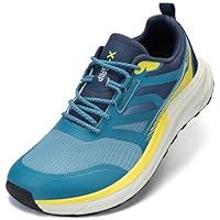 Kricely Zapatillas Trail Running Hombre de Ancho Extra Calzado de Correr en Montaña Antideslizantes Zapatillas de Trekking Ligeras Zapatos Deportivo de Exterior(Azul 46)