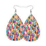 Colorful Watercolor Teardrop Earrings For Women, Dangle Earrings Jewelry For Women, Lightweight Faux Leather Earrings Gifts
