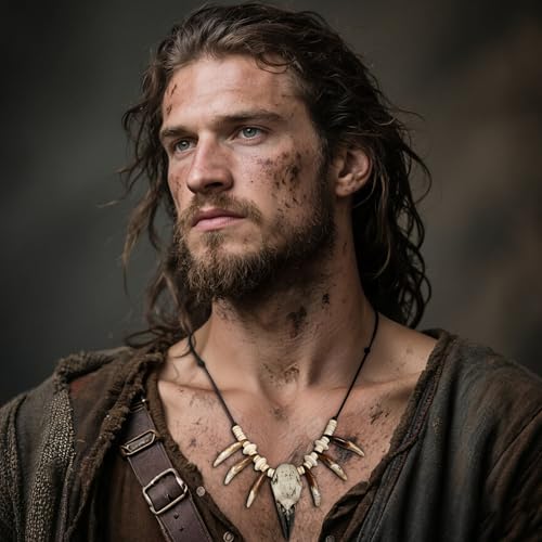 Joukavor Handmade Adjustable Tribal Necklace with Tooth & Raven Skull Ethnic Jewelry for Women Men Cosplay2