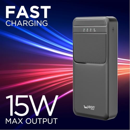 Image of Ubon 20000 mAh 15W Fast Charging Power Bank | Multiple Ports | Smart Ic Protection | for iPhone, Android & Other Devices, Black - PBX2002