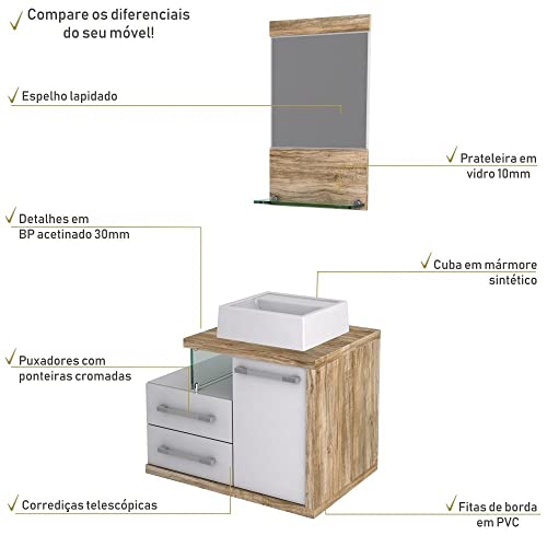 Gabinete para Banheiro C/cuba Q32 e Espelheira Legno 651