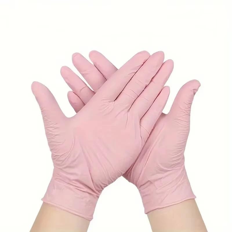 100 guanti monouso in nitrile neri rosa senza lattice for la pulizia, cucina, l'estetista, multiuso, testurizzati(Black,XL)