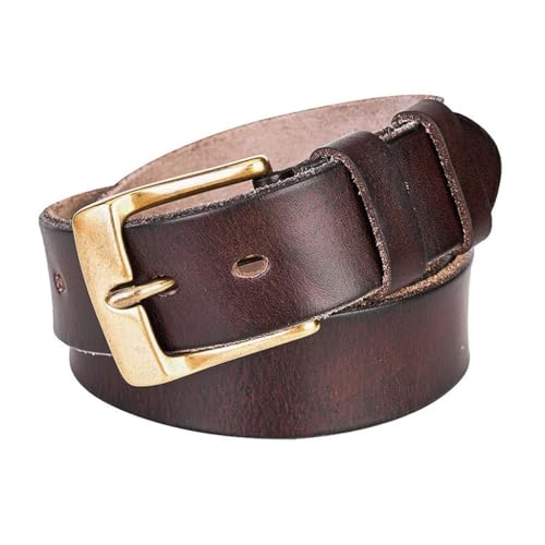 Men's Vintage Copper Pin Buckle Belt Top Layer Cowhide Lengthened Thickened Large Size Washable Durable Belt Gift