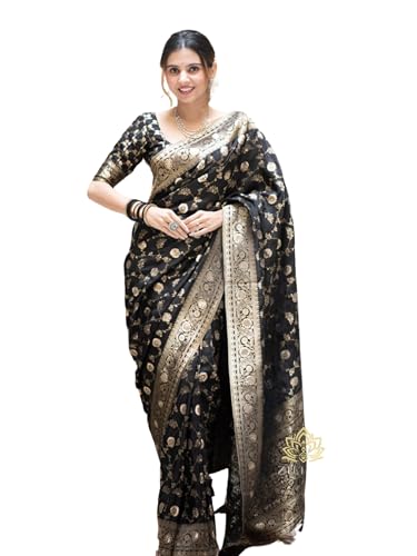 Image of C J Enterprise Women's Pure Kanjivaram Soft Silk Saree Banarasi Style Sarees For Wedding With Blouse Piece (Pari-165)