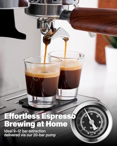 Image of SHARDOR 20 Bar Espresso Machine with Grinder, Expresso Coffee Machines with Professional Steam Wand, 52mm Portafilter, 45 Precise Grind Settings, Stainless Steel All-in-One Coffee Maker for Home Use