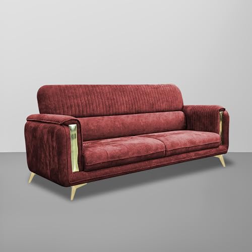 Image of Casaliving Gelio 3+2 Seater Sofa Set for Living Room (Maroon Colour) Premium Fabric Sofa Set
