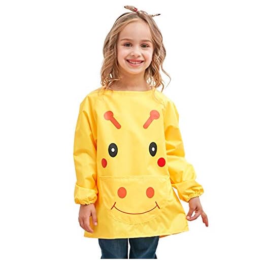 DAWNTUNG - Babero Impermeable para Bebé Niños con Mangas Largas Babi Infantil de Pintar Jugar Comer con Estampado Lindo Delantal de Pintura Escolar - 2-4 Años