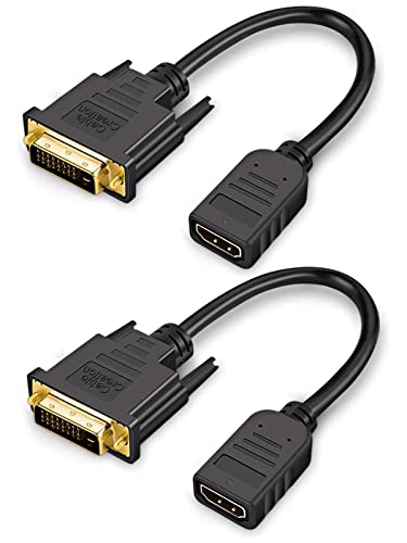 Image of HDMI to DVI Cable, CableCreation 2-Pack 0.5 Feet Bi-Direction HDMI Female to DVI(24+1) Male Adapter, Support 1080P Full HD, 3D for Raspberry Pi, Roku, Xbox One, 0.15M Black