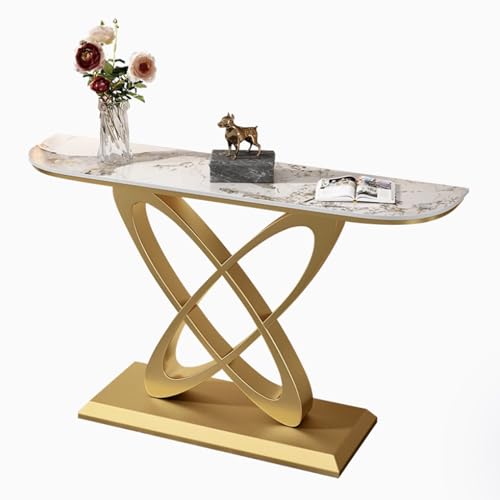 Narrow Console Table 47.2" Contemporary Sofa Table Long Accent Table for Entryway Gold & Black Hallway Foyer Table for Living Room Stylish Behind Couch Decor