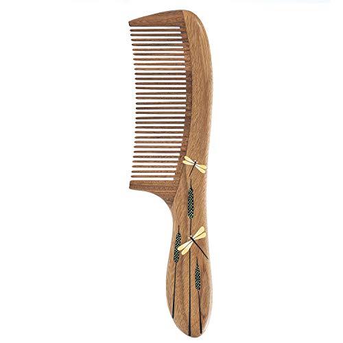 Peigne en bois Tanjiang antistatique sculpté avec étui haut de gamme