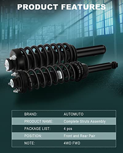 Automuto Strut Spring Assembly Front And Rear Pair Struts And Shock Absorber 4Wd Fwd For 1997-2001 For Honda Cr-V #TOP3