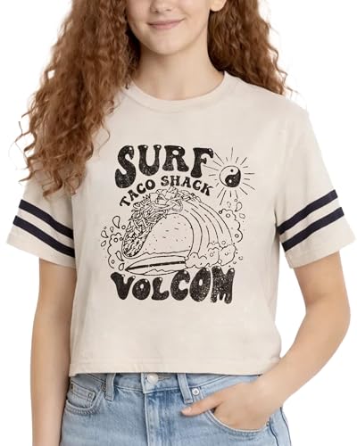 Image of Volcom Girls Shirts - Casual Crewneck Short Sleeve Graphic Tee Trendy Tops - Breathable Girls Summer Clothes