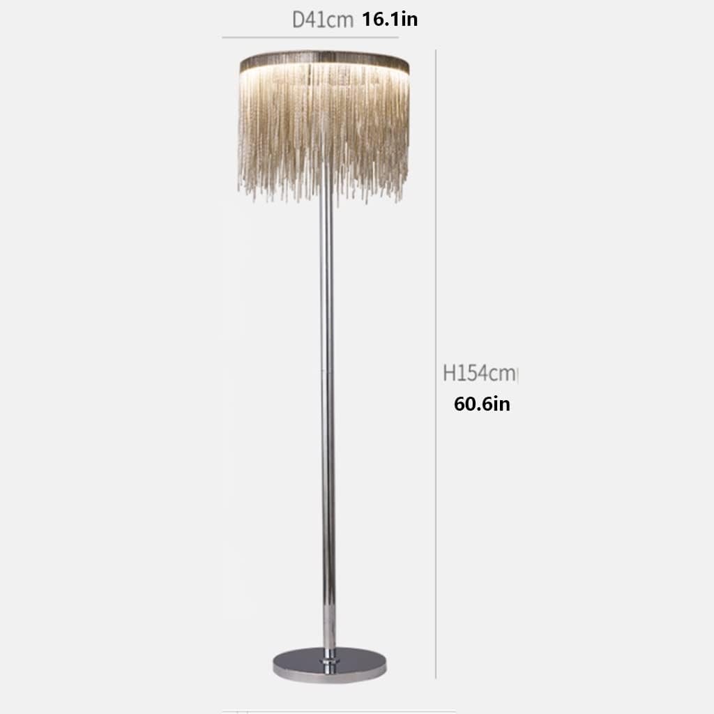 Luksusowa lampa podłogowa, wysoka lampa słupowa, metalowa podstawa, lampa podłogowa z frędzlami, lampa podłogowa, lampa do czytania do salonu sypialni lampa narożna Doskonały wybór (A)