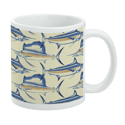 Taza de cerámica con diseño Billfish Fishing, 11 oz miniatura 1