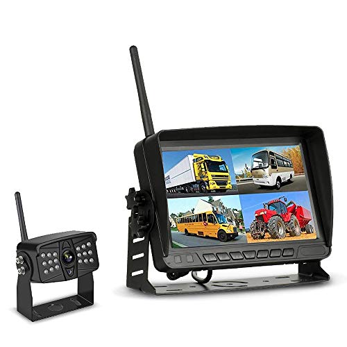 Tuo3eu Kit de Cámara de Marcha Atrás Digital Inalámbrica con 7 Pulgadas TFT LCD Monitor Señal Mejorada 2.4G + 18 LED IR Visión Nocturna Impermeable Cámara de Visión Trasera para Coche/Camión/RV Cover