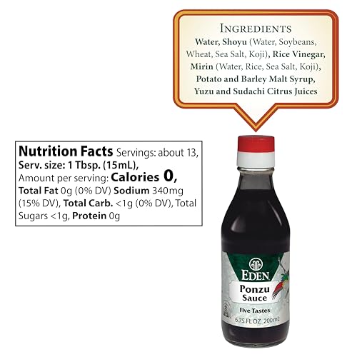 Eden Ponzu Sauce, Premium Traditional Five Flavor Umami Seasoning Made in Japan, Yuzu and Sudachi Juice, 6.75 fl oz Glass Bottle - Image 2