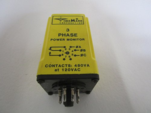 Time Mark Corporation A258B Relay; SSR; Phase Monitor; SPDT; Cur-Rtg 10A; Ctrl-V 480AC; Vol-Rtg 240AC; Socket Mnt