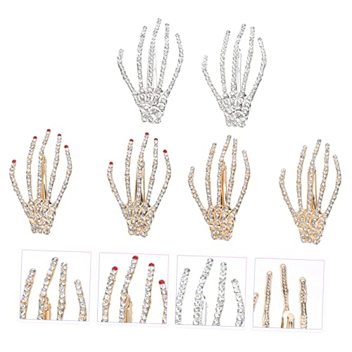 Pince à cheveux squelette main strass accessoires Halloween - 4