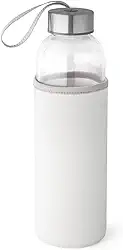 Garrafa Squeeze De Vidro Com Luva Protetora Neopreme 520 Ml (Branco)