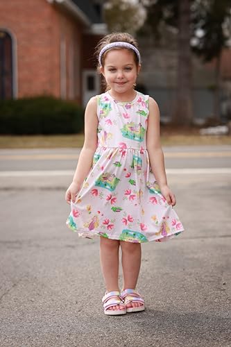 Image of Disney Frozen Elsa Princess Minnie Mouse Stitch Toddler Girl Dresses 2 Pack Short Ruffle Sleeve Costume Set Outfit 2-13 Years