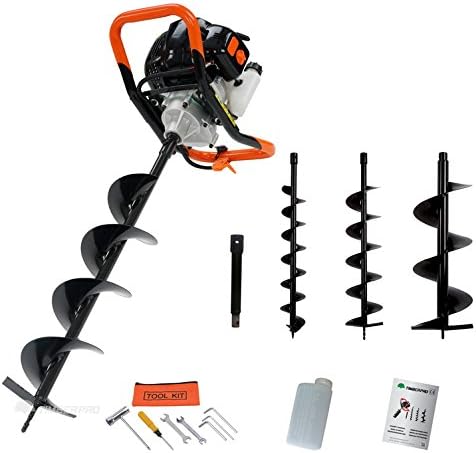 Earth Auger 52 cc, Drill with 3 Auger Bits 100, 150 and 200 + Extension
