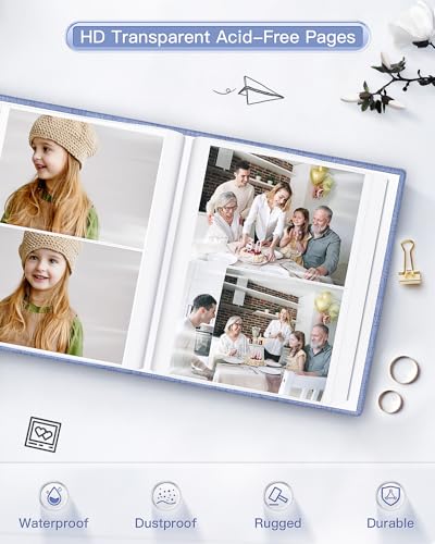 popotop Photo Album 4x6-200 Photos Photo Books with 200 Horizontal Pockets,Linen Cover Albums for Family Wedding Anniversary Baby Vacation Pictures